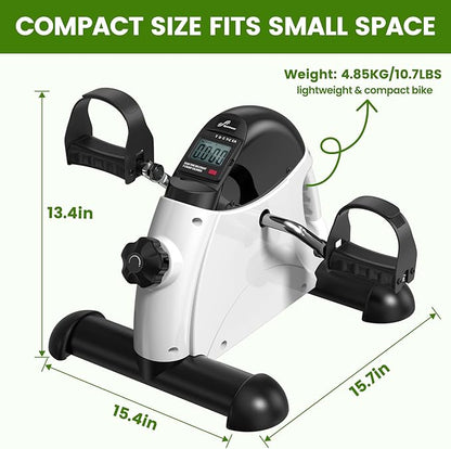 Sportneer Under Desk Bike Pedal Exerciser: Mini Exercise Bike Portable Peddler Sitting for Seniors with LCD Display Arm & Leg Bike Pedals Exerciser with Anti-Skid Mat for Home Office