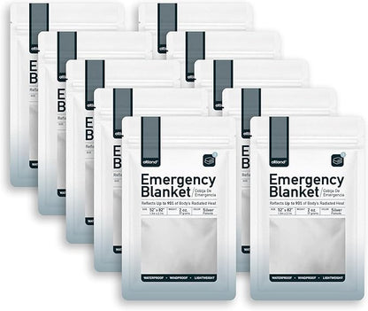 Altland 10 Pack of Emergency Blankets - Heat Reflective Blankets for Winter Survival Kits, Disaster Preparedness, Cold Weather Camping, and Homeless Care Packages