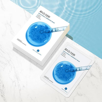 Soothing Face Sheet Mask (10 Sheets), Anti-Aging, Detoxifying & Moisturizing Face Mask for Sensitive Skin with Centella Asiatica, Vitamin B5, Glass Skin Face Mask for after Microneedling