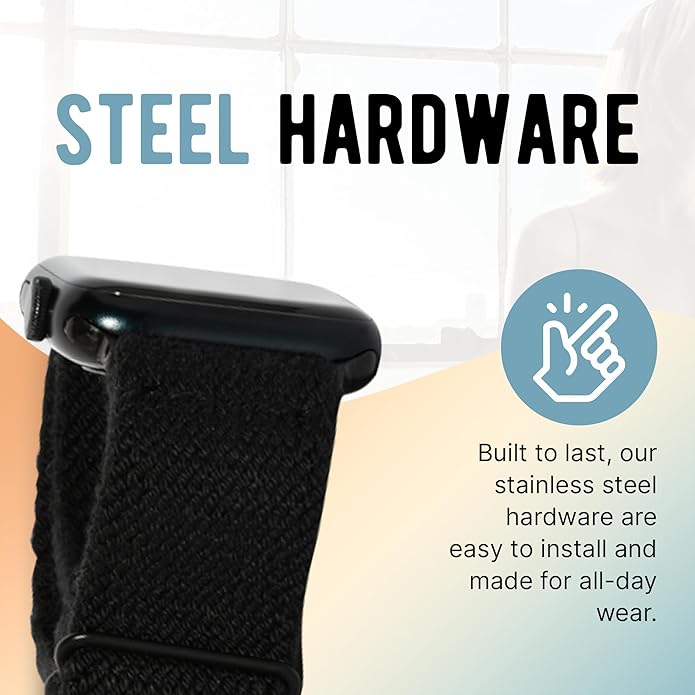 Braxley Bands - Organic Cotton Watch Bands For Women and Men, Compatible With All Apple Watch Sizes and Series - Washable, Sweat-Absorbent, Breathable Fit, Elastic Smart Watch Bands