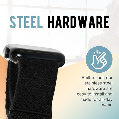 Braxley Bands - Organic Cotton Watch Bands For Women and Men, Compatible With All Apple Watch Sizes and Series - Washable, Sweat-Absorbent, Breathable Fit, Elastic Smart Watch Bands