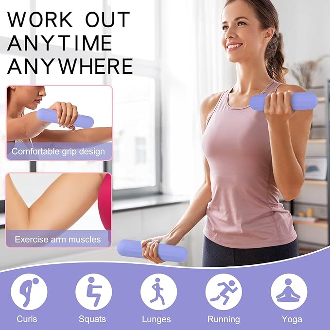 Dumbbell Hand Weight Bars for Women,3lbs Dumbbells Set of 2 or 1pcs Kettlebell Ring for Walking,Workout,Pilates,Strength Training, Gym,Running,Yoga, Dance, Aerobics, Cardio