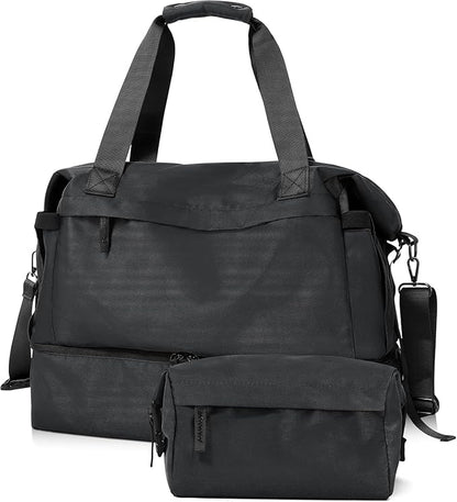 Gym Bag for Men Women, Tactical Travel Duffel bag with Removable Dividers & Shoe Compartment, Weekender Carry on Bag with Toiletry Bag, Overnight Range Bag for Workout Soccer Yoga Gym