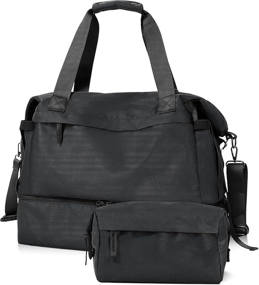 Gym Bag for Men Women, Tactical Travel Duffel bag with Removable Dividers & Shoe Compartment, Weekender Carry on Bag with Toiletry Bag, Overnight Range Bag for Workout Soccer Yoga Gym