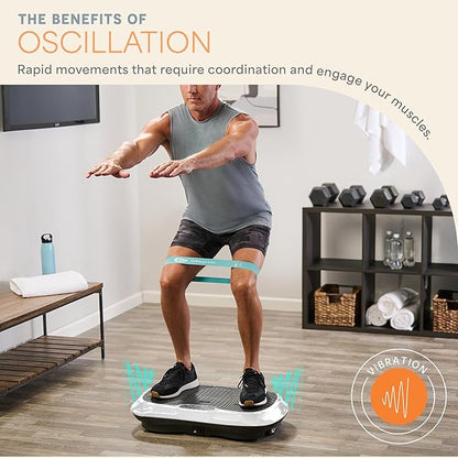 Lifepro Waver Vibration Plate Exercise Machine for Lymphatic Drainage, Muscle Activation, Full-Body Workout Vibrating Platform with Loop Bands, Fitness Equipment for Strength Toning & Fat Loss