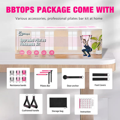 Bbtops Pilates Bar Kit with Resistance Bands,Full Body Workout Equipment
