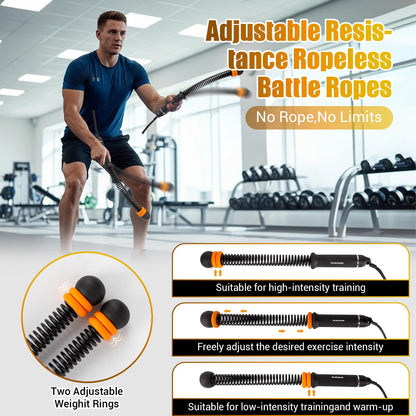Portable Ropeless Battle Rope, Adjustable Cordless Battle Rope for Home Gym
