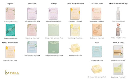 Karuna Skin - Antioxidant+ Face Masks for Dry, Mature Skin, Rejuvenating & Nourishing Face Masks Skincare Essential, Facial Mask w Green Tea Extract, Chinese Licorice & African Chrysanthellum, 4 Pack