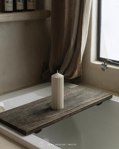 LAWA Ribbed Peak Pillar Candle - Large Beautiful Handmade Pillar Scented Soy Wax Candle Elegant Bubble Aesthetic Candle Housewarming Gift Home Room Shelf Decor Idea White (Medium, White)