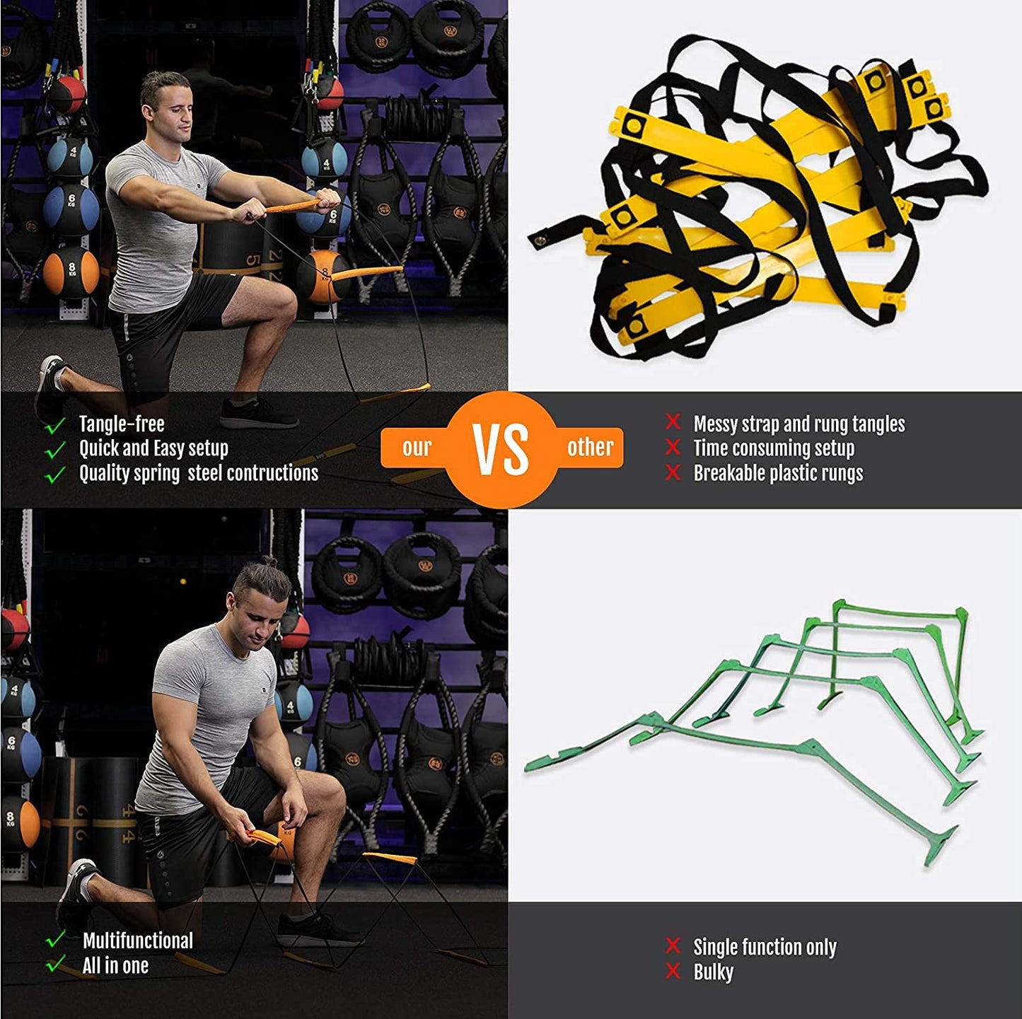 ALPHAWORX Agility Ladder, Agility Training Equipment, Soccer Speed Ladder, Football Footwork
