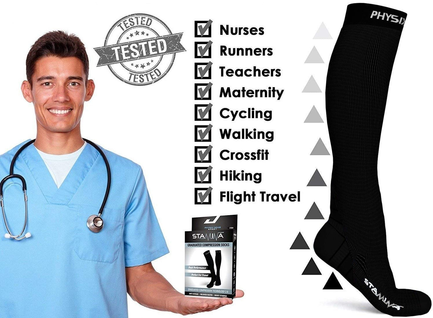 Physix Gear Compression Socks - Best Men & Womens Compression Socks for Circulation, Running
