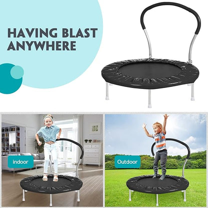36-Inch Kids Trampoline with Handle - Indoor Mini Tranpoline for Toddlers, Small Fitness Rebounder for Indoor and Outdoor Use