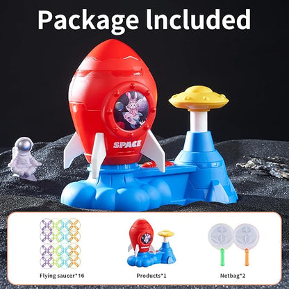Outdoor Toys for Kids Ages 3-8: Flying Disc Rocket Launcher Toy Butterfly Chasing Games, Outside Activities Toy for Kids Ages 3 4 5 6 7 8, Yard Games Birthday Gift for Toddlers Boys Girls, Red