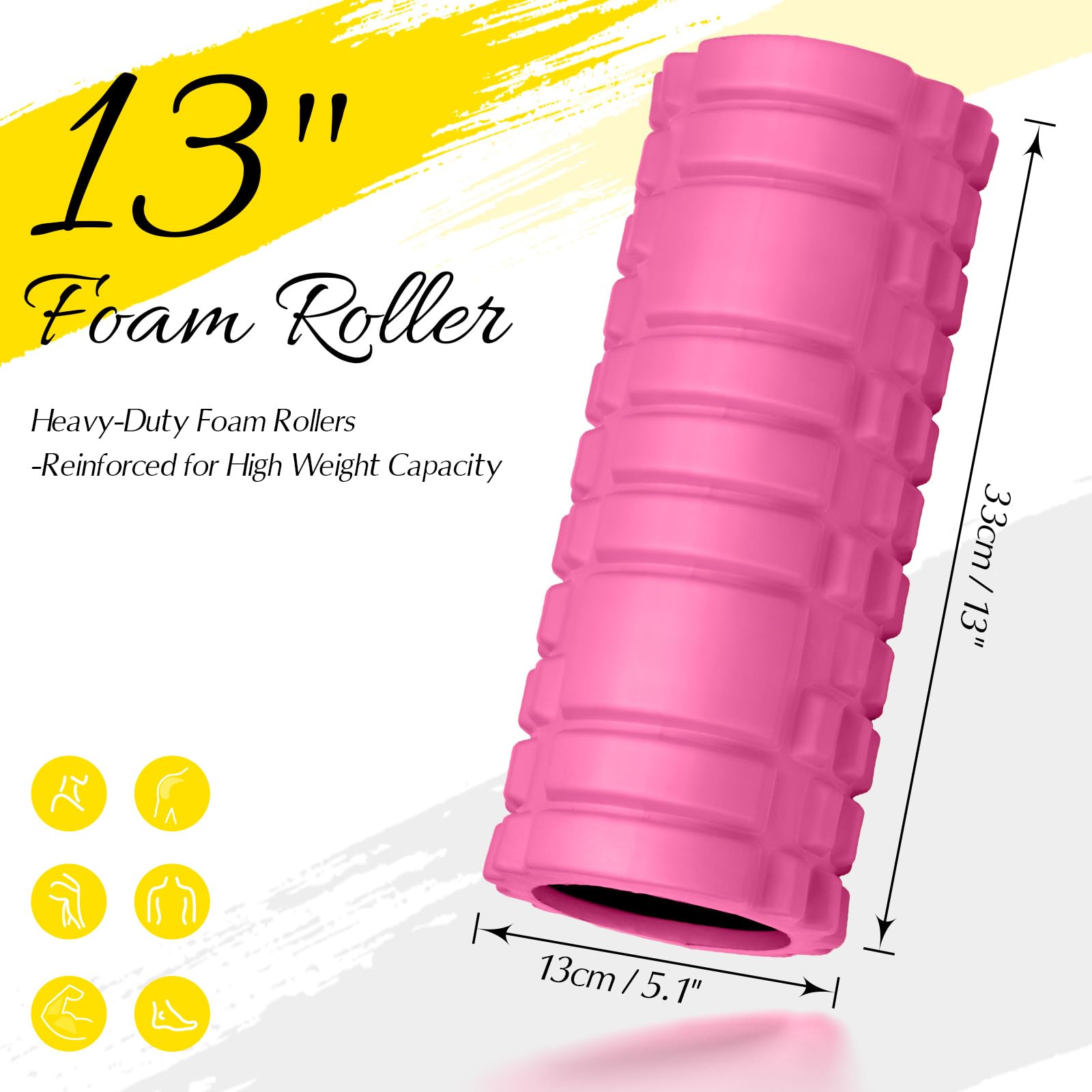 CHYNIQUE Foam Roller 13" Multi Density Fitness Exercise for Muscle Recovery