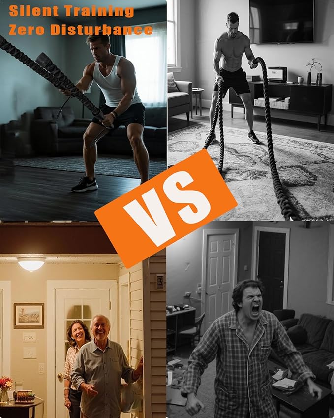 Basan Ropeless Battle Rope for Home Gym,Heave Duty Home Gym cordless Battle Rope for Advanced Fitness Training, Low-Impact Cardio Training Durable Core Strength Arm Muscle Builder Ropes