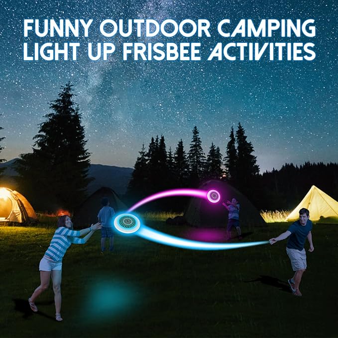 49LEDs Flying Disc with 16 Million Color RGB, 3 Modes+Rechargeable+Waterproof+175g, Cool Sports and Outdoors for Parks/Camping/Beach/Backyards,Easter & Birthday Gifts for Teens/Kids/Adults