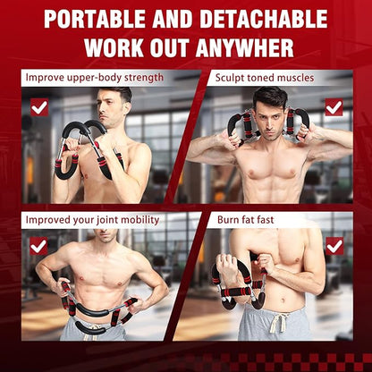 Twister Arm Trainer, Adjustable Chest Workout Equipment, Multi-functional Chest Exerciser for Men and Women, Portable Arm Trainer with 2 Wrist Bands, a Head Band, a Workout Towel and a Carry Bag