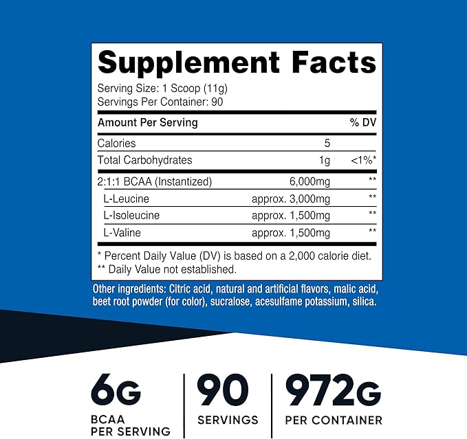 Nutricost BCAA Powder 2:1:1 (Raspberry Lemonade, 90 Servings)