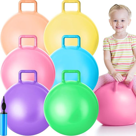 Lewtemi 6 Pcs Hopper Ball Carnival Outdoor Games 15 Inch Jumping Hopping Inflatable Bouncing Ball