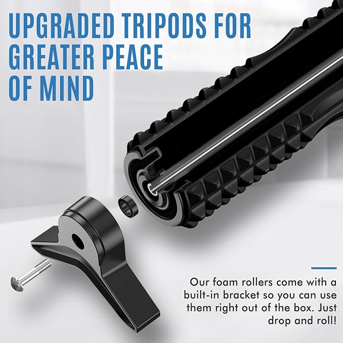 Trigger Point Foam Roller with Stand, 18 Inch Medium Density Foam Roller Long Yoga Roller Foam Exercise Roller for Physical Therapy, Muscles Deep Tissue, Pilates, Back Pain and Muscle Recovery (Black)