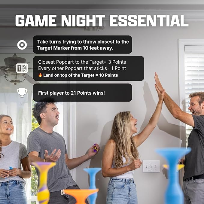 POPDARTS Glow Pack Game Set Glow in The Dark (Blue and Green) - Indoor, Outdoor Suction Cup Throwing Game - Competition with a POP