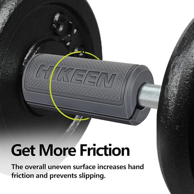Hikeen Thick Bar Dumbbell Grips,Non Slip Hard Rubber Barbell Grips,Grips for Weight Lifting, Muscle Building-1.77", 2", 2.25" & 2.75" Outer Diameter