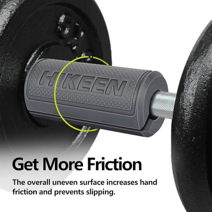 Hikeen Thick Bar Dumbbell Grips,Non Slip Hard Rubber Barbell Grips,Grips for Weight Lifting, Muscle Building-1.77", 2", 2.25" & 2.75" Outer Diameter