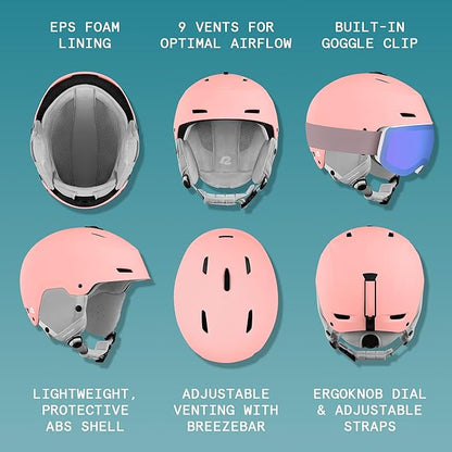 Retrospec Zephyr Ski Helmet - Snowboard Helmet for Adults & Youth - Adjustable Fit with Breathable Vents for Men, Women, Boys and Girls