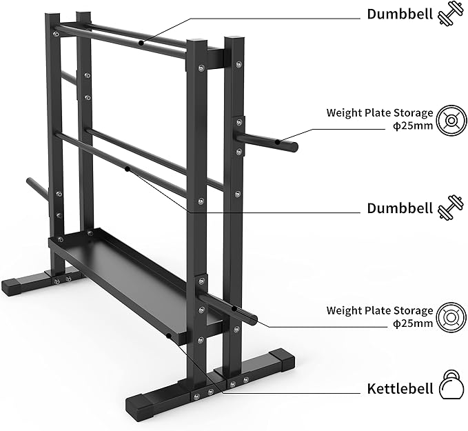 PPROIRON Dumbbell Rack, Heavy Duty Thickened with 1000Lbs Load Capacity, Extra Large Capacity Weight Rack for Dumbbells Kettlebells, Home Gym Storage, Floor Protective Weight Stand Holder (Rack Only)