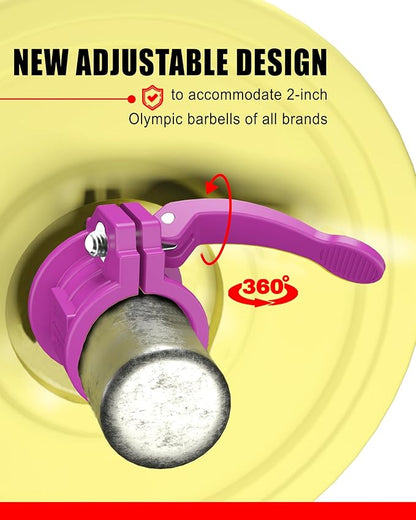 Olympic Barbell Clamps 2 inch Adjustable Barbell Clips Quick Release Pair of Locking Weight Clips for Bars