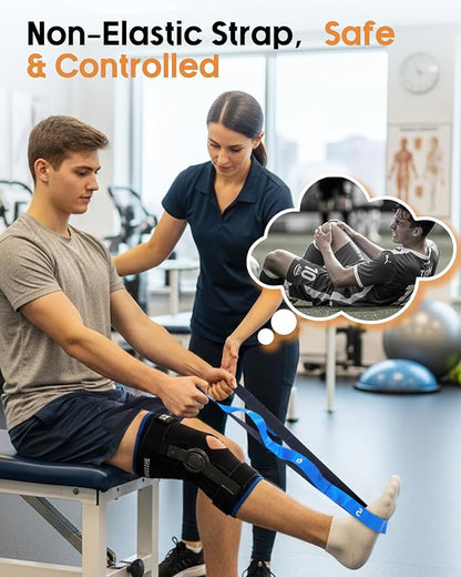 Trideer Stretch Straps with Loops, Non-Elastic Yoga Straps for Stretching, Durable Nylon Stretch Bands for Exercise Physical Therapy Flexibility, Yoga,Hamstring Leg Stretcher with Guidance