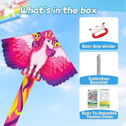 YongnKids Kite for Kids Age 4-8 8-12, Large Kites for Boys Adults Easy to Fly & Assemble, with 328ft String,Perfect for Beach Trip Park Family Activities Outdoor Games