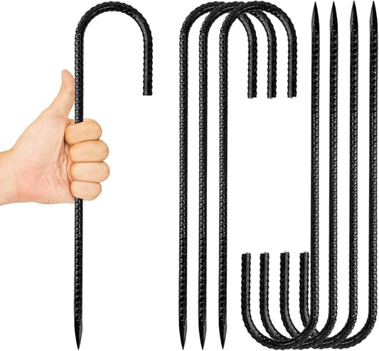 Anothera 8 Pack Heavy Duty Trampoline Stakes, 12 Inches Trampoline Anchors High Wind, Heavy Duty J