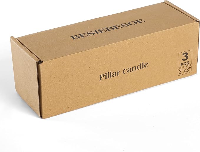 3×3 White Pillar Candles Set of 3 Unscented Handpoured Weddings, Home Decoration, Restaurants, Spa, Church Smokeless Cotton Wick 90 Hour