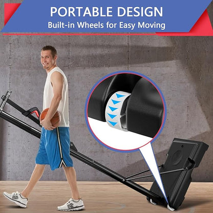 Portable Basketball Hoop,5.5-10FT Height Adjustable Outdoor Basketball Hoop Goal with 44 Inch Impact Backboard and Portable Wheels for Youth Adults Play in Backyard/Courts/Indoor