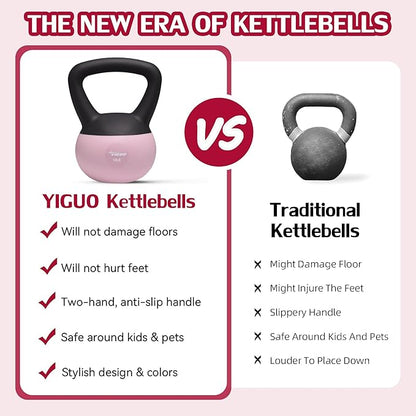 YIGUO Soft Kettlebell, Kettlebells 10 lb Anti-Slip Grip Weight for Home Workouts, Kettlebell for Safe Strength Training for Women & Men & Beginners