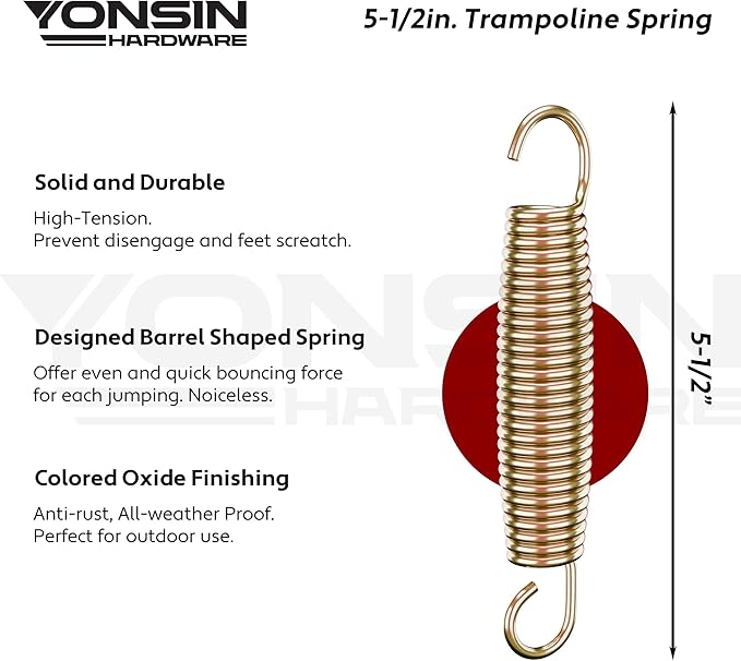 Trampoline Springs Heavy Duty with Swivel & Straight Hooks, Stainless Steel Trampoline Accessories Ideal Spring Replacement, Includes T-Hook Tool