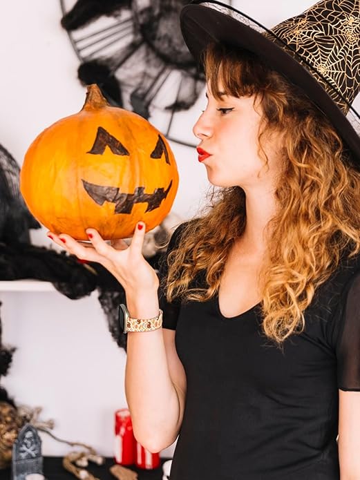 Watbro Halloween Holiday Band Compatible with Fitbit Versa 3 / Sense/Fitbit Versa 4 / Sense 2 Bands for Women Men,Soft Silicone Cute Sport Pumpkin Strap