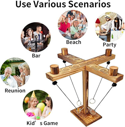 Ring toss Game for Adults,Yard Games,Wooden Rings for Ring toss,Outdoor Indoor Games,Bars Hook and Ring Game,Suitable for Camping,Party,Backyard Games.Adult Games for Game Night,