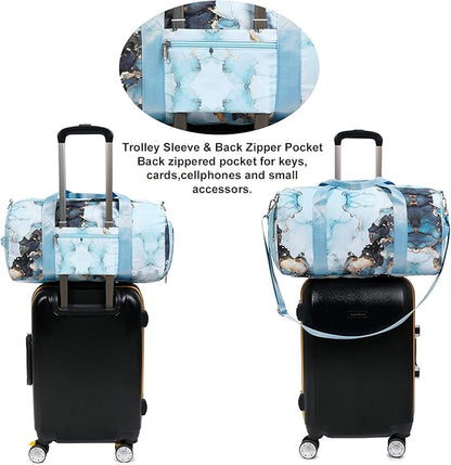 Duffle Bag for Gym Sports Women Girls Workout Travel Bag Weekender with Shoe Compartment and Wet Pocket
