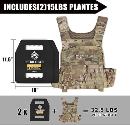 PETAC GEAR Tactical Weights Plates For Weighted Vest For Men Workout,5/10/15/20 LBS Weight Strength Training Vests Equipment Workout Gear