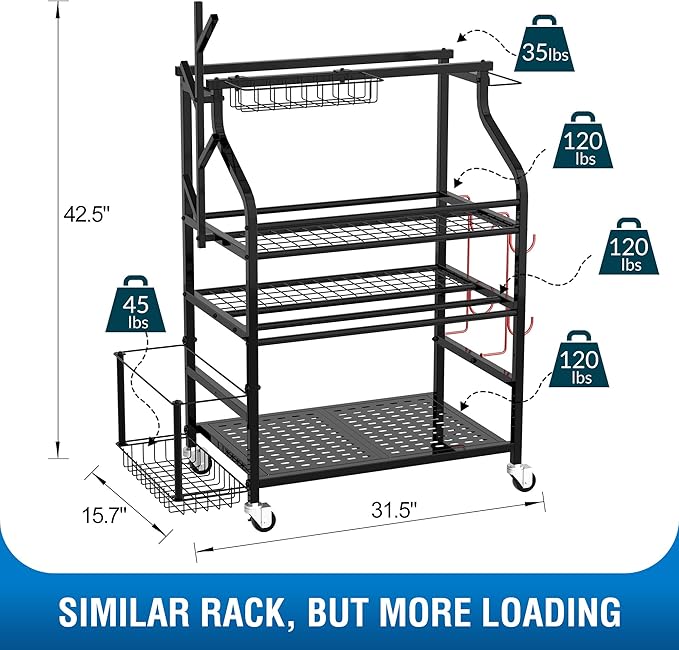 Dumbbells Rack,Weight Rack for Kettlebell, Weight Stand,Home Gym Storage Holder for Yoga Mat, Foam Roller,Yoga Strap,Resistance Bands,Garage Storage Organizer,Workout Storage with Wheels