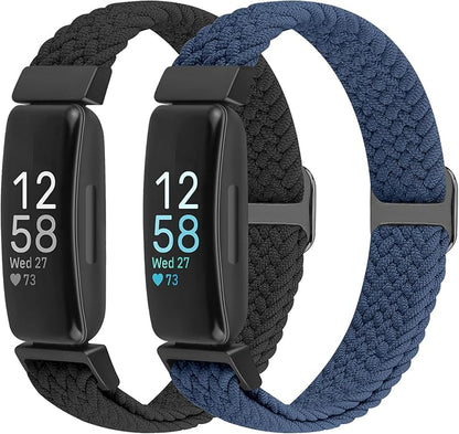 Elastic Braided Watch Band Compatible with Fitbit Inspire 3/Inspire 2/Inspire/Inspire HR/Fitbit ace 3/Ace 2, Adjustable Stretchy Strap Sport Nylon Loop Replacement Wristband for Fitbit Inspire