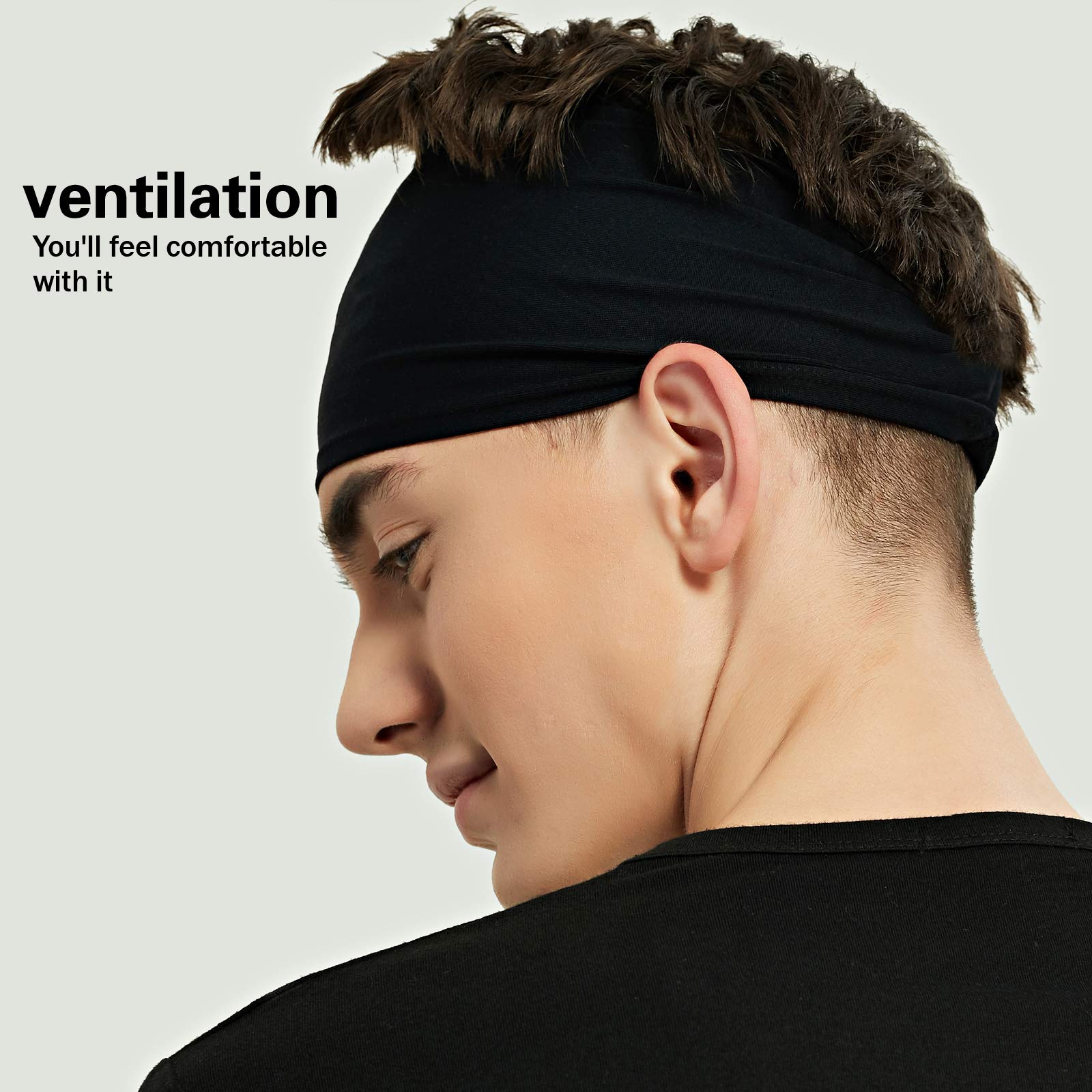Pilamor Sports Headbands for Men 5 Pack,Sweatbands for Men Workout,Running
