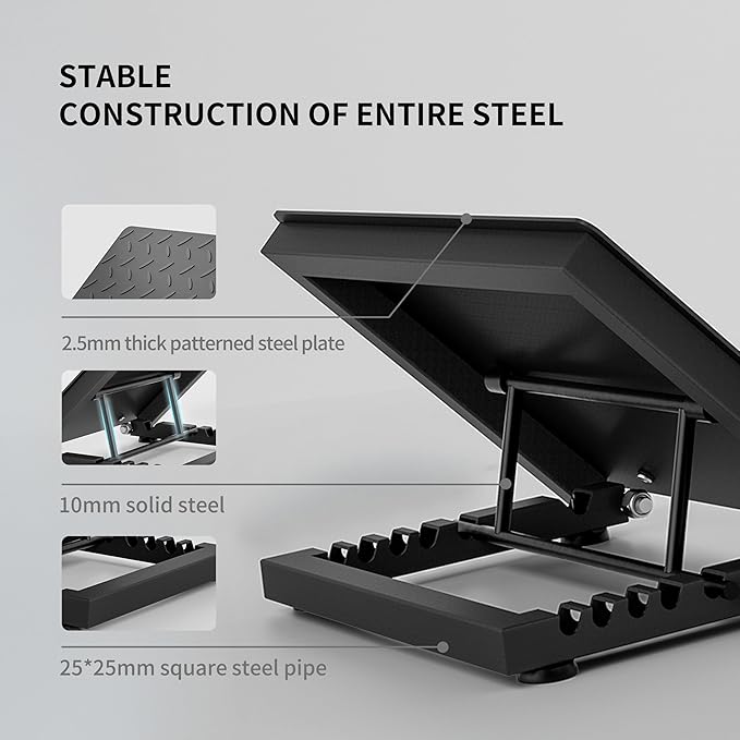 PROIRON Steel Slant Board for Calf Stretching，Calf Stretcher Slant Board for Squats 5 Adjustable Incline Angles，Incline Board 660lbs Weight Capacity for Ankle Stretching Training Home Gym