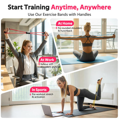RENRANRING Figure 8 Fitness Resistance Bands with Handles - Exercise Tube Band Set of 3 for Arm and