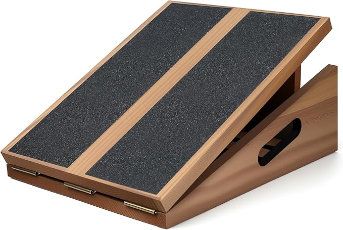 Calf Stretcher Slant Board for Squats, Portable Wooden Incline Board for Calf Stretching, Adjustable Balance Board for Physical Therapy, Ankle Stretcher & Exercise Slant Boards for Home Gym, Yoga, and Fitness