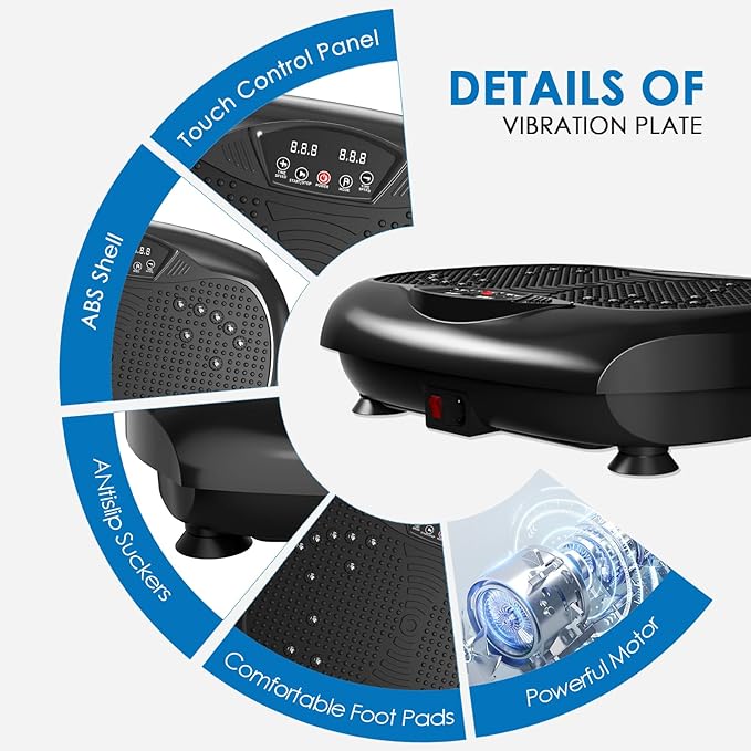 Vibration Plate Exercise Machine - Whole Body Workout Vibration Platform Lymphatic Drainage Machine for Weight Loss Home Fitness with Resistance Bands Remote