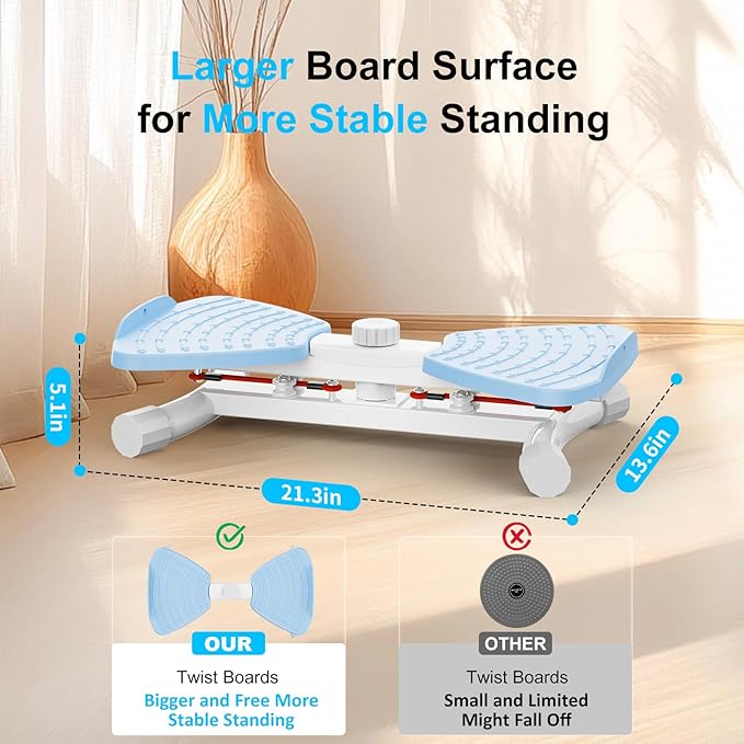 Waist Twister Ab Machine, 300 lbs Capacity Exercise Twist Board with Resistance Bands, Core Trainer Belly Fat Burner, Noiseless Waist Sculptor with Foot Massage