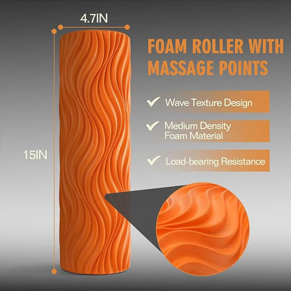 Foam Roller, Trigger Point Foam Roller Massage Roller for Physical Therapy & Back Pain, Deep Tissue Massage Roller for Exercise, Pilates, Yoga (Orange)